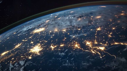 Planet Earth at Night Seen from Space Showing