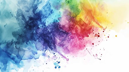 Rainbow Watercolor Banner Background on White
