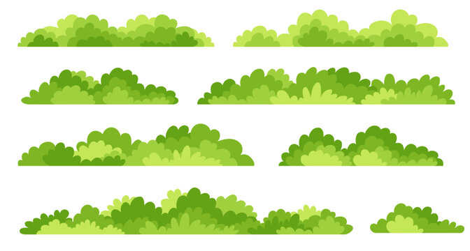 Green bushes. Cartoon forest and park shrubbery