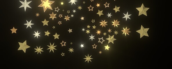 XMAS A gray whirlwind of golden snowflakes and stars. New