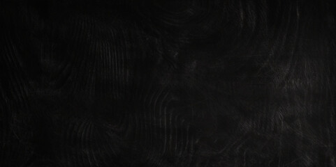 black wall grunge. Blank black texture surface background, dark corners. Blank wide screen Real chalkboard background texture. 