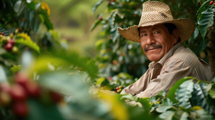 Guatemala farmer male harvesting coffee