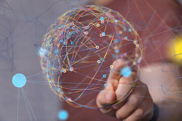 conference Digital Network and data concept 3d - neural network exposure digital