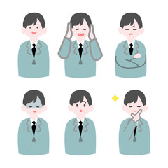 男性作業員表情6セット