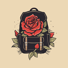 vintage bag with rose background