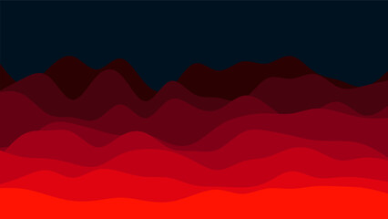 Wavy Red Gradient Ocean or Valley on Dark Background Wallpaper