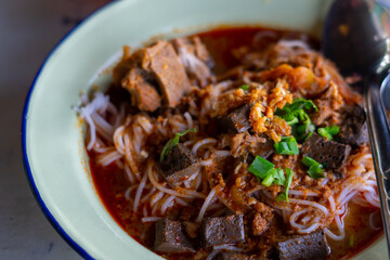 Khanom Jeen Nam Ngiao is a food from northern Thailand