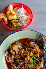 Khanom Jeen Nam Ngiao is a food from northern Thailand