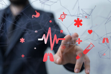 digital medical futuristic interface 3D rendering - neural network exposure digital