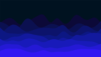 Wavy Blue Gradient Ocean or Valley on Dark Background Wallpaper