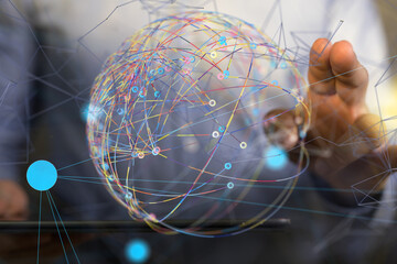 conference Digital Network and data concept 3d - neural network exposure digital
