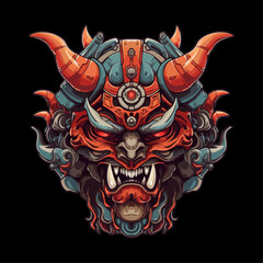 Illustration vector Ancient japanese Hannya Mask with premium Designs for tshirt, wallpaper, poster, sticker or any purposes print v3