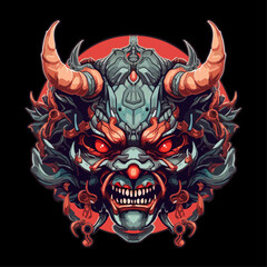 Illustration vector Ancient japanese Hannya Mask with premium Designs for tshirt, wallpaper, poster, sticker or any purposes print v2