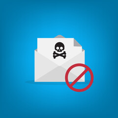 Spamming mailbox icon. Email hacking and spam warning symbol.	