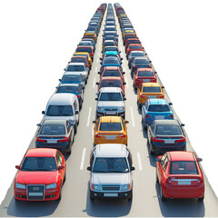 Highway Traffic with Cars Moving on Urban Road during Busy City Travel - obrazy, fototapety, plakaty