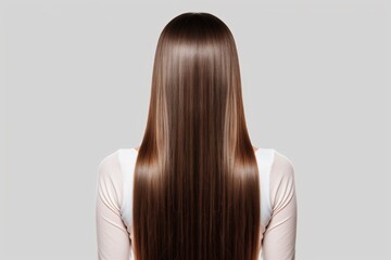 Back view of a girl with shiny, long hair.