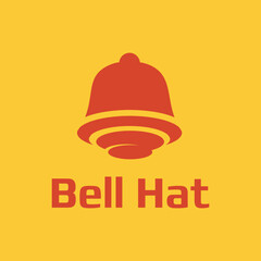 Cowboy leather hat with ringing bell icon, bell notification sign logo, western country cowboy leather hat logo silhouette