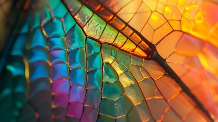 Rainbow color dragonfly wings background