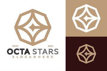 Letter C Star Octagon Logo design vector symbol icon illustration - obrazy, fototapety, plakaty