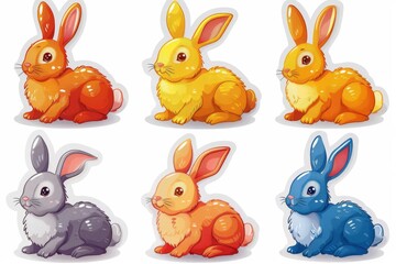 Fototapeta premium Happy Easter Eggs Basket caption space. Bunny in merry flower Garden. Cute 3d egg hunt easter rabbit illustration. Easter easter spirit card wallpaper Illustration Trends