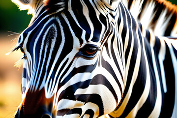 Fototapeta na wymiar Close-Up of Zebras Face With Blurry Background