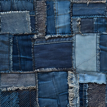 blue denim patchwork texture pattern