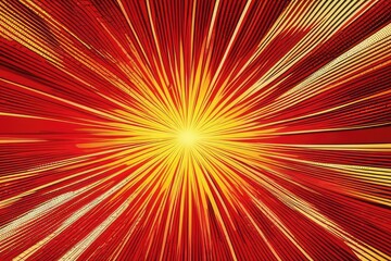 Starburst cartoon comic background. Pop art pattern with radial rays effect. Vector sun light red wallpaper with halftone. Abstract anime explosion. Vintage manga backdrop
