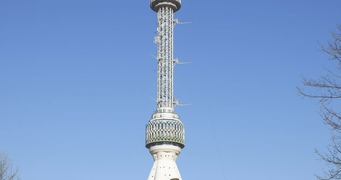 Tashkent TV tower in Yunusobod district. Sunny winter view.