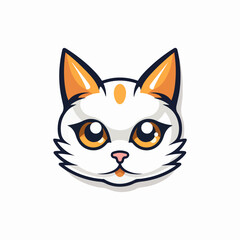design illustration of a cartoon logo adorable cute cat face vector v1