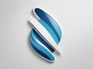 abstract logo in blue on a white striped background