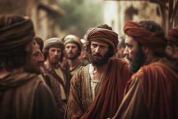 Obraz premium Jesus standing before Pilate