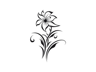 Beautiful minimalist flower illustration art.