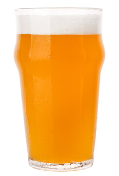 NEIPA ale in nonic pint glass isolated on white