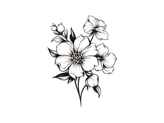 Beautiful minimalist flower illustration art.
