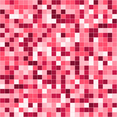Abstract pink mosaic pixel background in shades of pink
