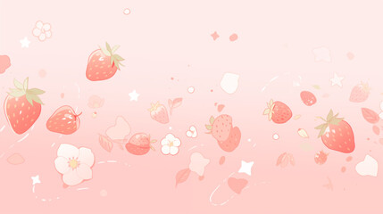 いちごの可愛いピンクの壁紙素材