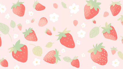 いちごの可愛いピンクの壁紙素材