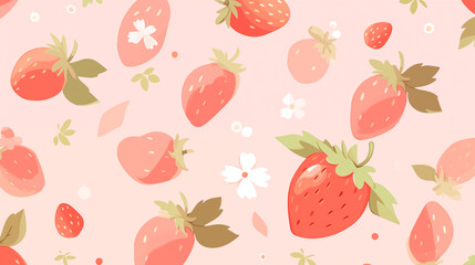 いちごの可愛いピンクの壁紙素材