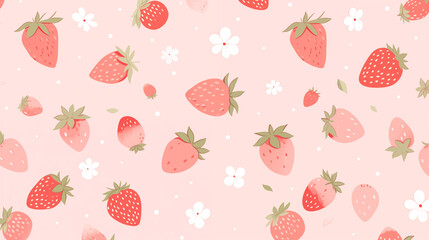 いちごの可愛いピンクの壁紙素材