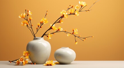 a vase with yellow flowers in it