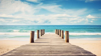 Foto auf Acrylglas Wooden pier on the beach © levit