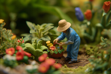 Local gardening plasticine miniature