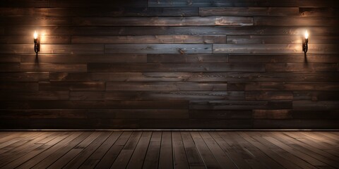 a dark wood wall and floor