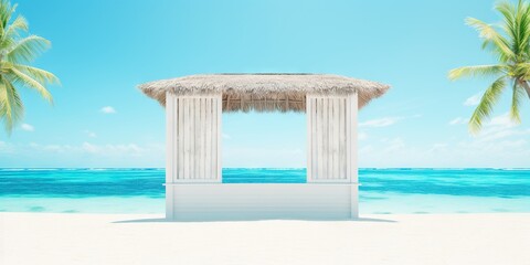 Fototapeta premium Dreamy Summer Escape: Idyllic Gazebo on a Tropical Beach