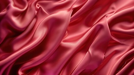 Obraz premium Luxurious red satin with elegant waves, creating a sense of romance and opulence. Ideal for fashion, romance, or luxury themes