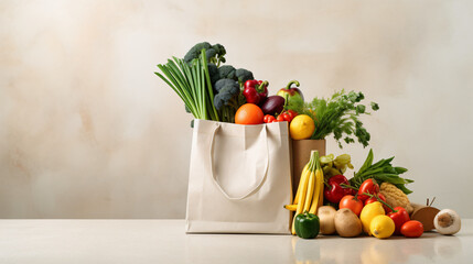 Fresh vegetables and fruits in a modern kitchen.