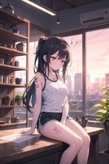 Jeune femme fatigué dans son appart