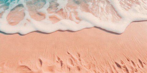 Fototapeta na wymiar Ocean Waves Rolling onto a Sandy Beach under a Bright Blue Sky, generative ai