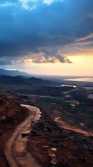 Obraz premium a landscape with a river and mountains