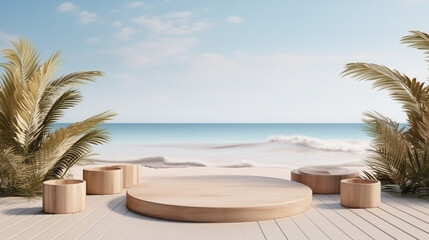 podium for product display beach themed